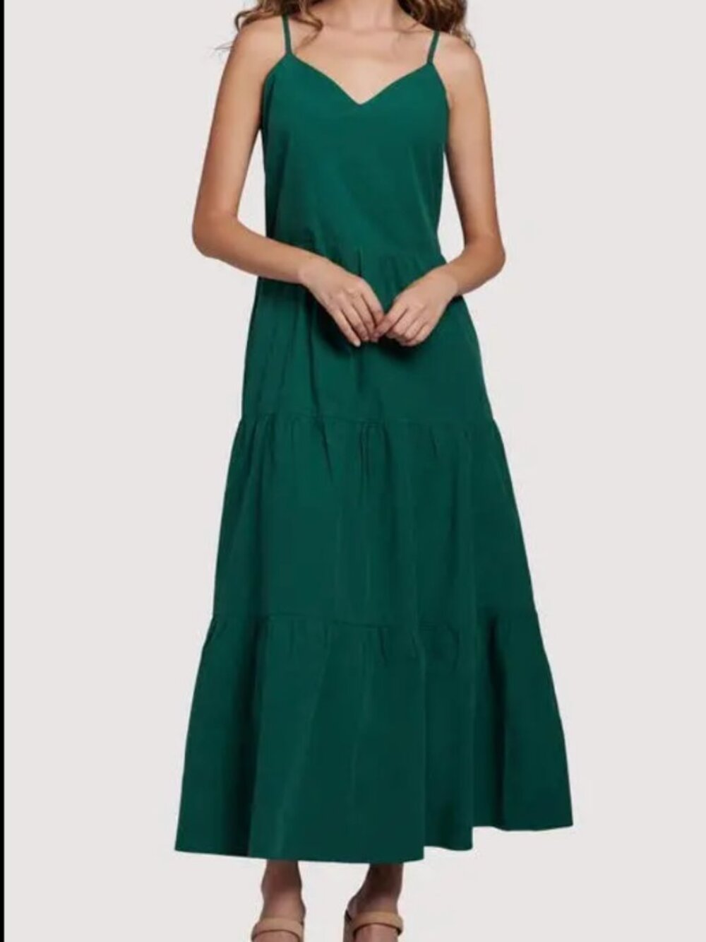 Emerald Green Maxi Dress - Large with Pockets! EUC